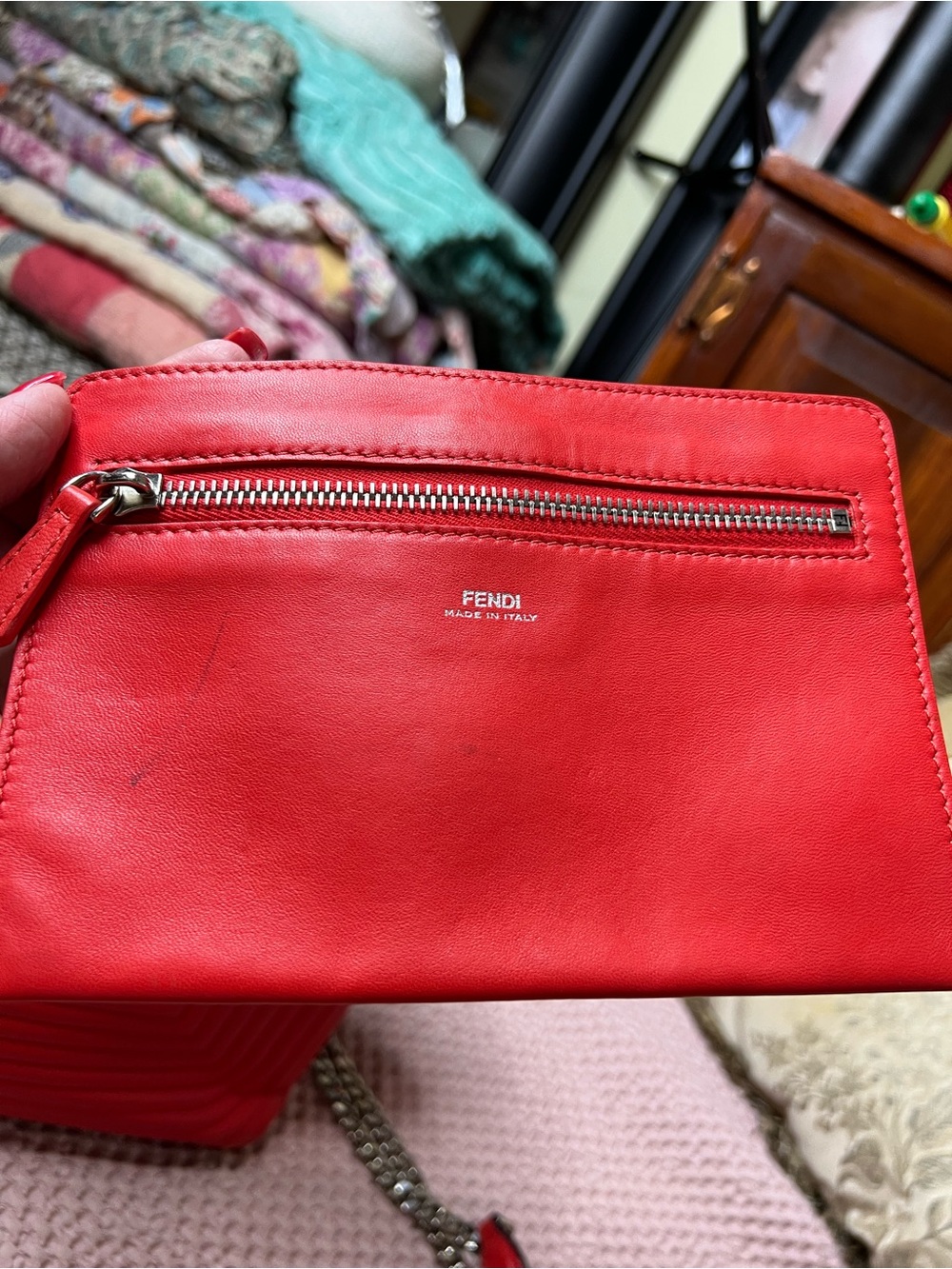 Fendi DotCom Click Small Red Quilted Leather Shoulder Bag - Picture 15 of 16